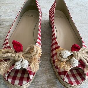 Stuart Weitzman Red and White Checkered Espadrilles